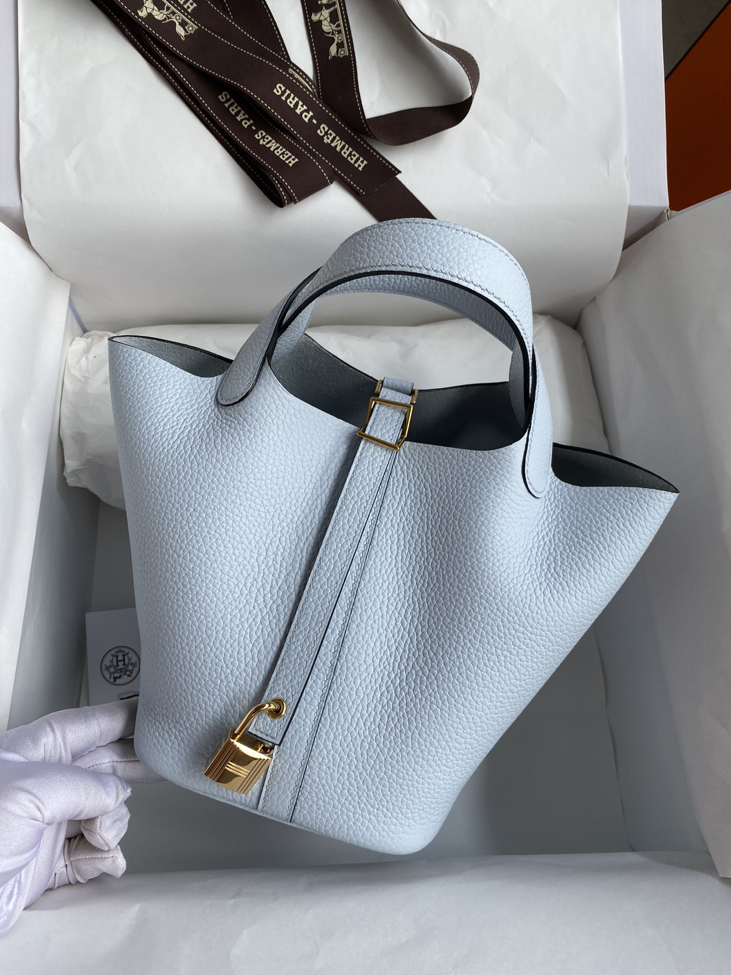 Hermes Picotin Lock 18 Bag In Sky Blue Clemence Leather